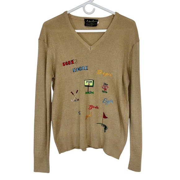 Andreno Argenti Sweaters - Vintage Andreno Argenti Golf Theme V-Neck Sweater
